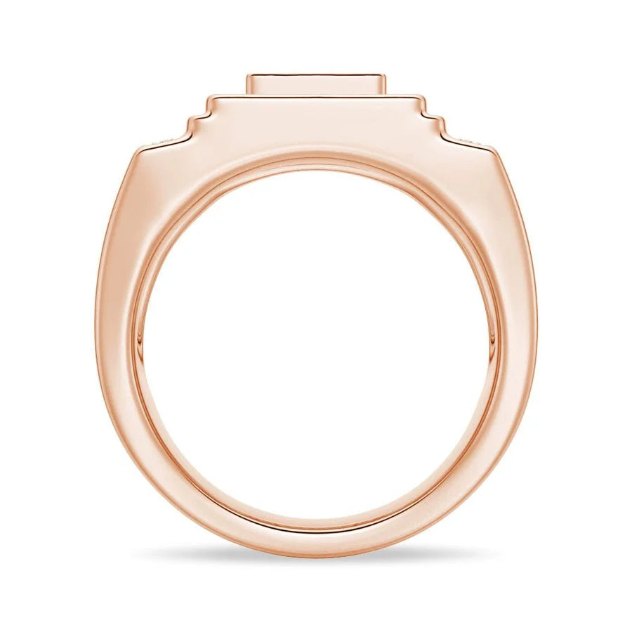 12mm Luxury Moissanite Men’s Wedding Ring – Square Stepped Design in Silver, Gold, or Platinum