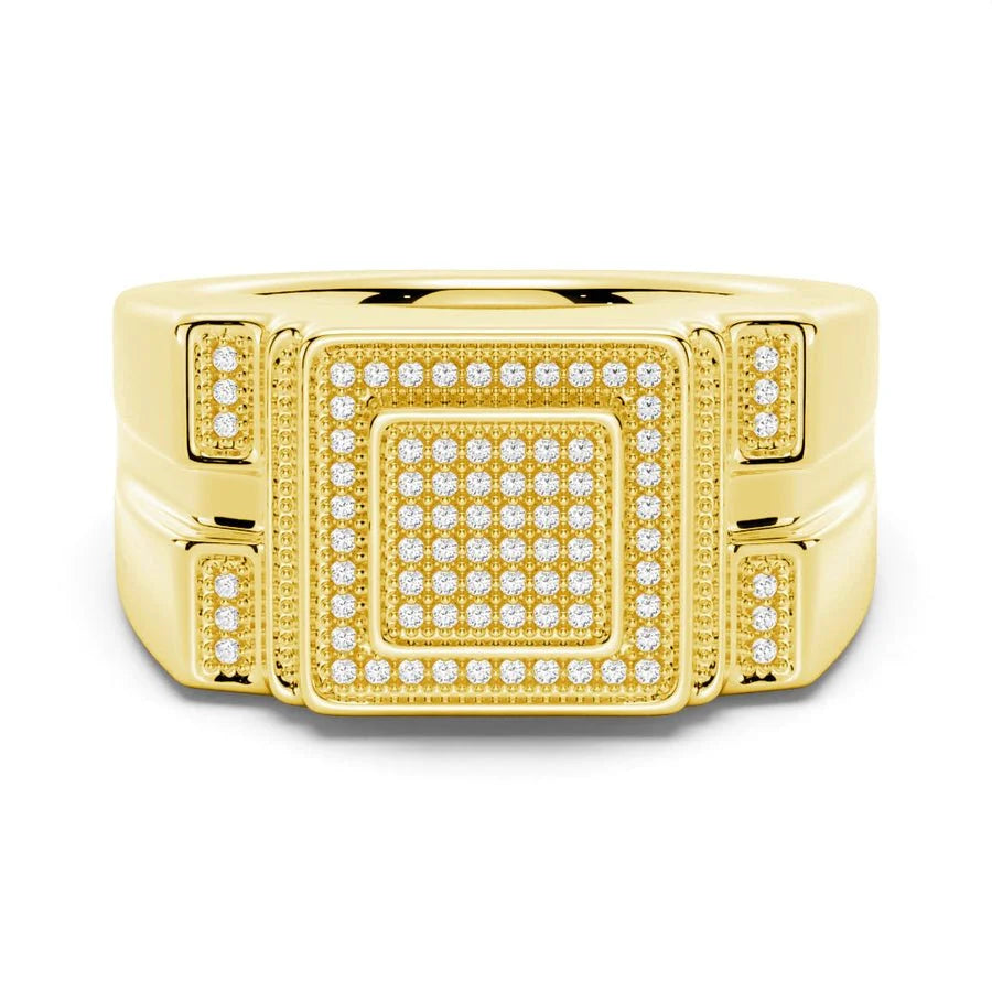 Square Stepped Men’s Moissanite Ring