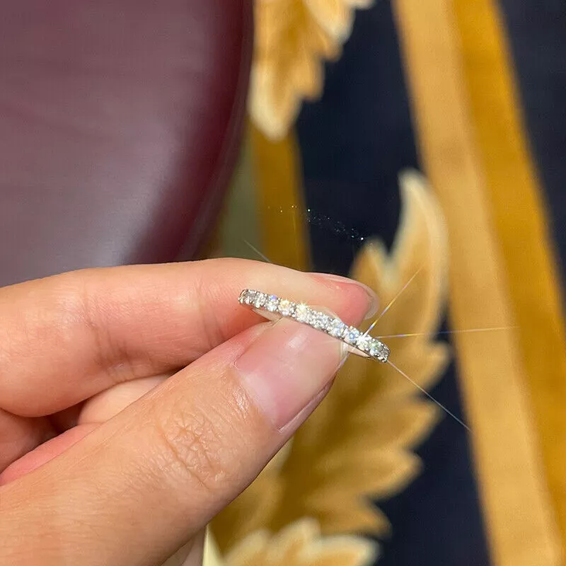 Side View of Classic French Pavé Moissanite Ring