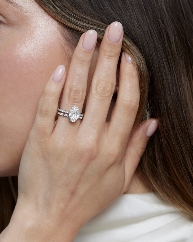 Slim Baguette Moissanite Stackable Band | 925 Silver & 10K-18K Gold & Platinum