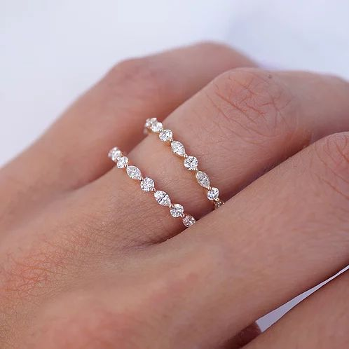 Petite Moissanite Band Closeup