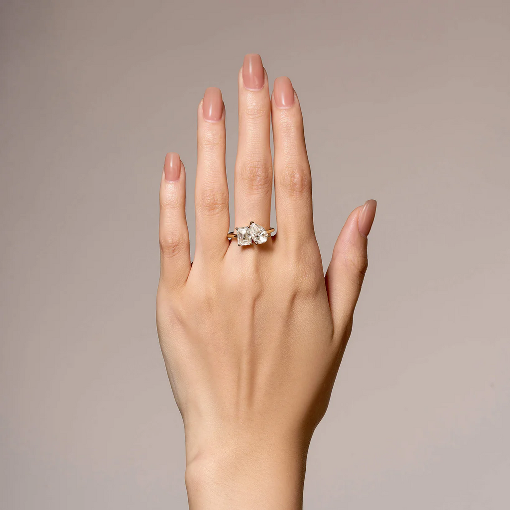 Modern Toi et Moi Moissanite Engagement Ring for Her