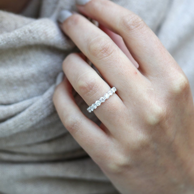 Moissanite Wedding Ring 14K Gold Round Cut Design
