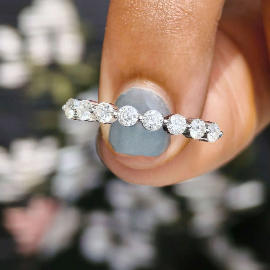 Elegant Round Cut Moissanite Wedding Band | Sterling Silver, 10K-18K Gold & Platinum