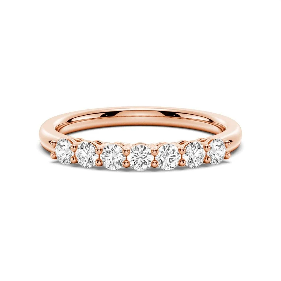 Petite 7 Stone French Pave Moissanite Ring Wedding Band