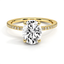 Load image into Gallery viewer, Four Prong Oval Shaped Lab Grown Diamond Engagement Ring With Hidden Halo