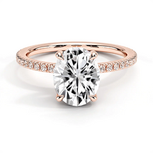 Load image into Gallery viewer, Four Prong Oval Shaped Lab Grown Diamond Engagement Ring With Hidden Halo