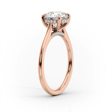 Load image into Gallery viewer, Classic Four-Prong Round Cut Lab Grown Diamond Engagement Ring With Hidden Halo