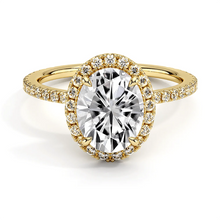 Load image into Gallery viewer, Four Prong Oval Cut Diamond Halo Lab Grown Diamond Engagement Ring
