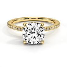 Load image into Gallery viewer, Classic Cushion Cut Lab Grown Diamond Engagement Ring With Hidden Halo
