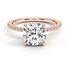 Load image into Gallery viewer, Classic Cushion Cut Lab Grown Diamond Engagement Ring With Hidden Halo