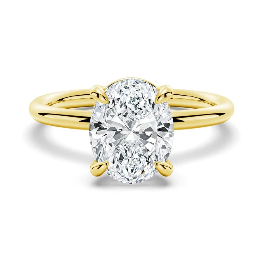 4 Prongs Oval Solitaire Lab Grown Diamond Engagement Ring