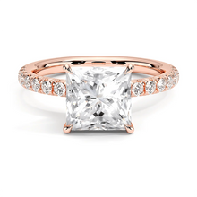 Load image into Gallery viewer, Accented Princess Cut Lab Grown Diamond Engagement Ring