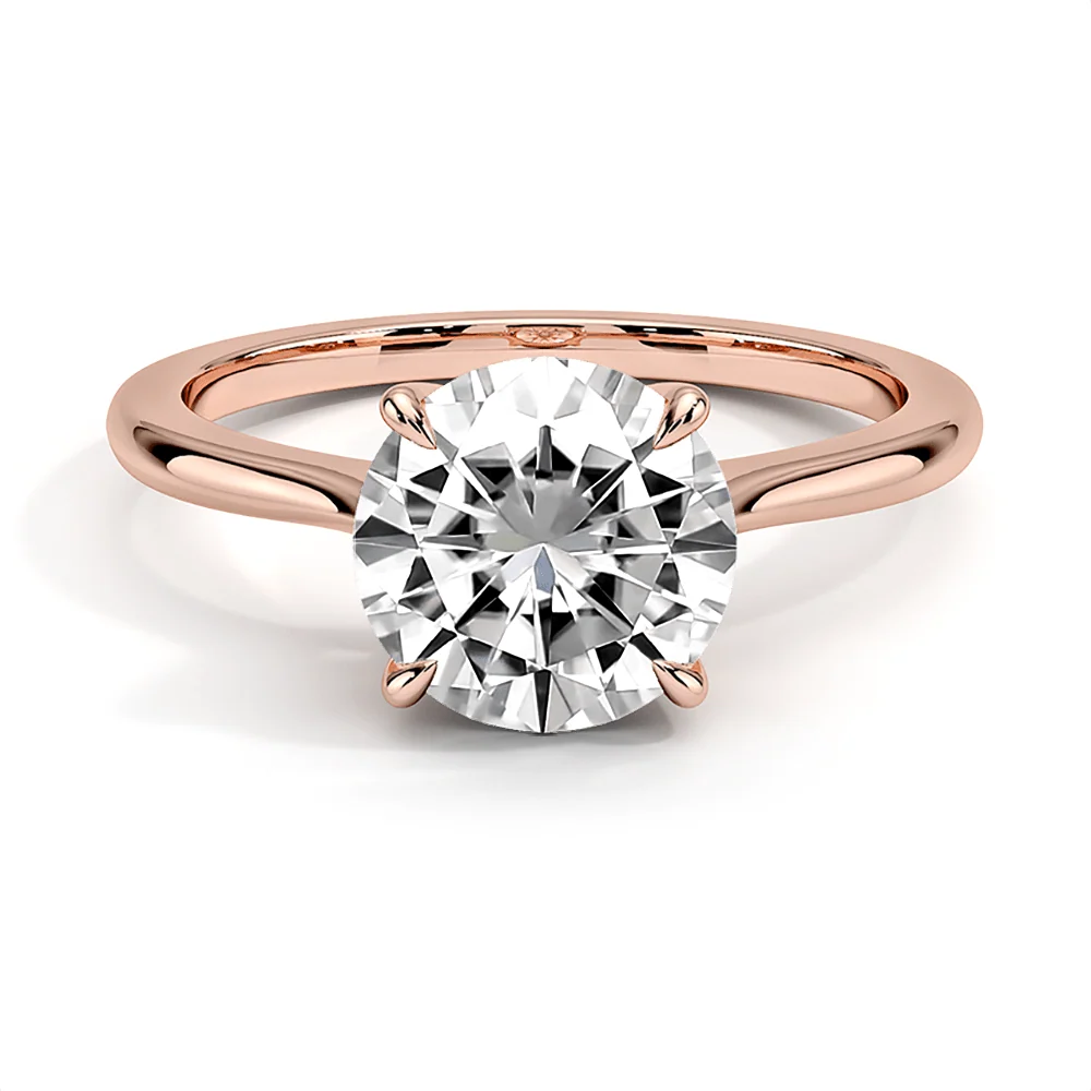 Four Prong Solitaire Round Cut Lab Grown Diamond Engagement Ring