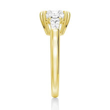 Load image into Gallery viewer, Cushion Cut Lab Grown Diamond Engagement Ring with Tapered Baguette Side Stones