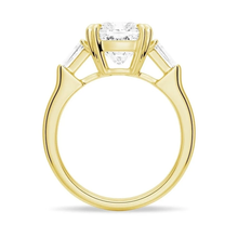 Load image into Gallery viewer, Cushion Cut Lab Grown Diamond Engagement Ring with Tapered Baguette Side Stones