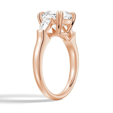 Load image into Gallery viewer, Cushion Cut Lab Grown Diamond Engagement Ring with Tapered Baguette Side Stones