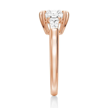 Load image into Gallery viewer, Cushion Cut Lab Grown Diamond Engagement Ring with Tapered Baguette Side Stones