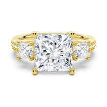Load image into Gallery viewer, Accented Three Stone Princess Cut Lab Grown Diamond Engagement Ring