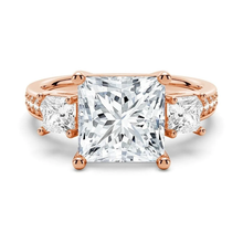Load image into Gallery viewer, Accented Three Stone Princess Cut Lab Grown Diamond Engagement Ring