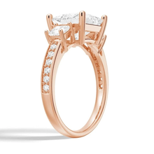 Load image into Gallery viewer, Accented Three Stone Princess Cut Lab Grown Diamond Engagement Ring