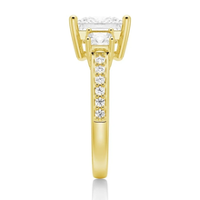 Load image into Gallery viewer, Accented Three Stone Princess Cut Lab Grown Diamond Engagement Ring