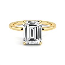 Load image into Gallery viewer, Emerald Cut Four Prong Lab Grown Diamond Engagement Ring With Hidden Halo