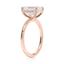 Load image into Gallery viewer, Emerald Cut Four Prong Lab Grown Diamond Engagement Ring With Hidden Halo