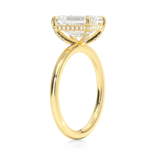Load image into Gallery viewer, Emerald Cut Four Prong Lab Grown Diamond Engagement Ring With Hidden Halo