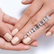 Load image into Gallery viewer, Emerald Cut Four Prong Lab Grown Diamond Engagement Ring With Hidden Halo