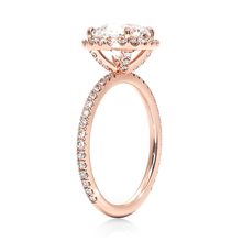 Load image into Gallery viewer, Cushion Cut Four Prong Lab Grown Diamond Engagement Ring With Hidden Halo
