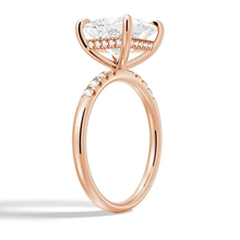 Load image into Gallery viewer, Classic Princess Cut Lab Grown Diamond Engagement Ring With Hidden Halo