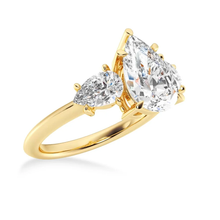 Load image into Gallery viewer, Three Stone Prong Set Pear Shaped Moissanite Engagement Ring