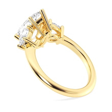 Load image into Gallery viewer, Three Stone Prong Set Pear Shaped Moissanite Engagement Ring