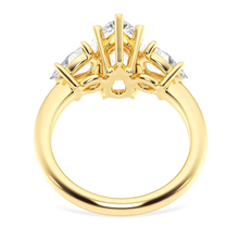 Load image into Gallery viewer, Three Stone Prong Set Pear Shaped Moissanite Engagement Ring