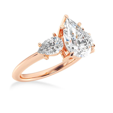 Load image into Gallery viewer, Three Stone Prong Set Pear Shaped Moissanite Engagement Ring