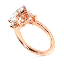 Load image into Gallery viewer, Three Stone Prong Set Pear Shaped Moissanite Engagement Ring