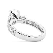 Load image into Gallery viewer, Double Row Pave Three Stone Oval Cut Moissanite Engagement Ring