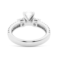 Load image into Gallery viewer, Double Row Pave Three Stone Oval Cut Moissanite Engagement Ring