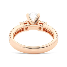 Load image into Gallery viewer, Double Row Pave Three Stone Oval Cut Moissanite Engagement Ring
