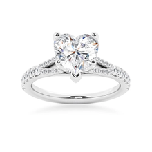 Load image into Gallery viewer, Heart Shaped Split-Shank Moissanite Engagement Ring