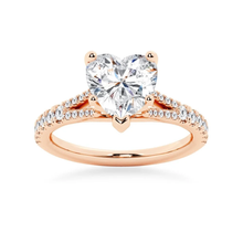 Load image into Gallery viewer, Heart Shaped Split-Shank Moissanite Engagement Ring