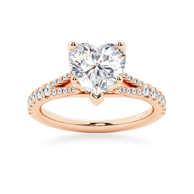 Heart Shaped Split-Shank Moissanite Engagement Ring