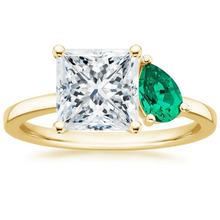 Load image into Gallery viewer, Princess and Pear Shaped Emerald Engagement Ring