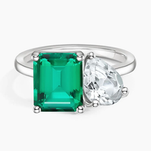 Load image into Gallery viewer, Toi Et Moi Pear and Emerald Gemstone Ring
