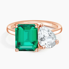 Load image into Gallery viewer, Toi Et Moi Pear and Emerald Gemstone Ring