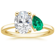 Load image into Gallery viewer, Oval and Pear Cut Emerald Engagement Ring