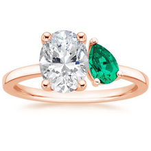 Load image into Gallery viewer, Oval and Pear Cut Emerald Engagement Ring