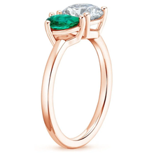 Load image into Gallery viewer, Oval and Pear Cut Emerald Engagement Ring