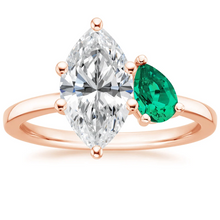 Load image into Gallery viewer, Marquise and Pear Shaped Emerald Engagement Ring